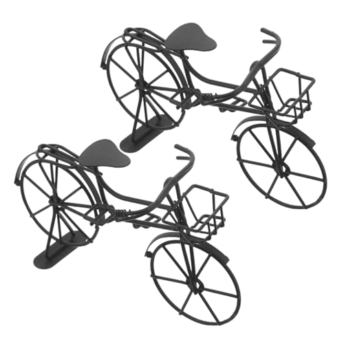 GLSTOY 2個ミニ属製レトロ自転車模型 オール製ビンテージスル デスクトップ装飾 ドールハウス用クラシックバイクフィギュア インテリアコ