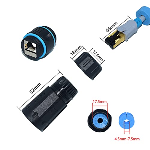 ZUZONG IP68 Waterproof RJ45 Coupler Shielded Pure Copper Ethernet Coupler - Outdoor LAN Cable Connector for Cat5/ Cat5e/Cat6/Cat7/Cat8 Ethernet Cable (Black 5 PCS Female) by ZUZONG - Image 3