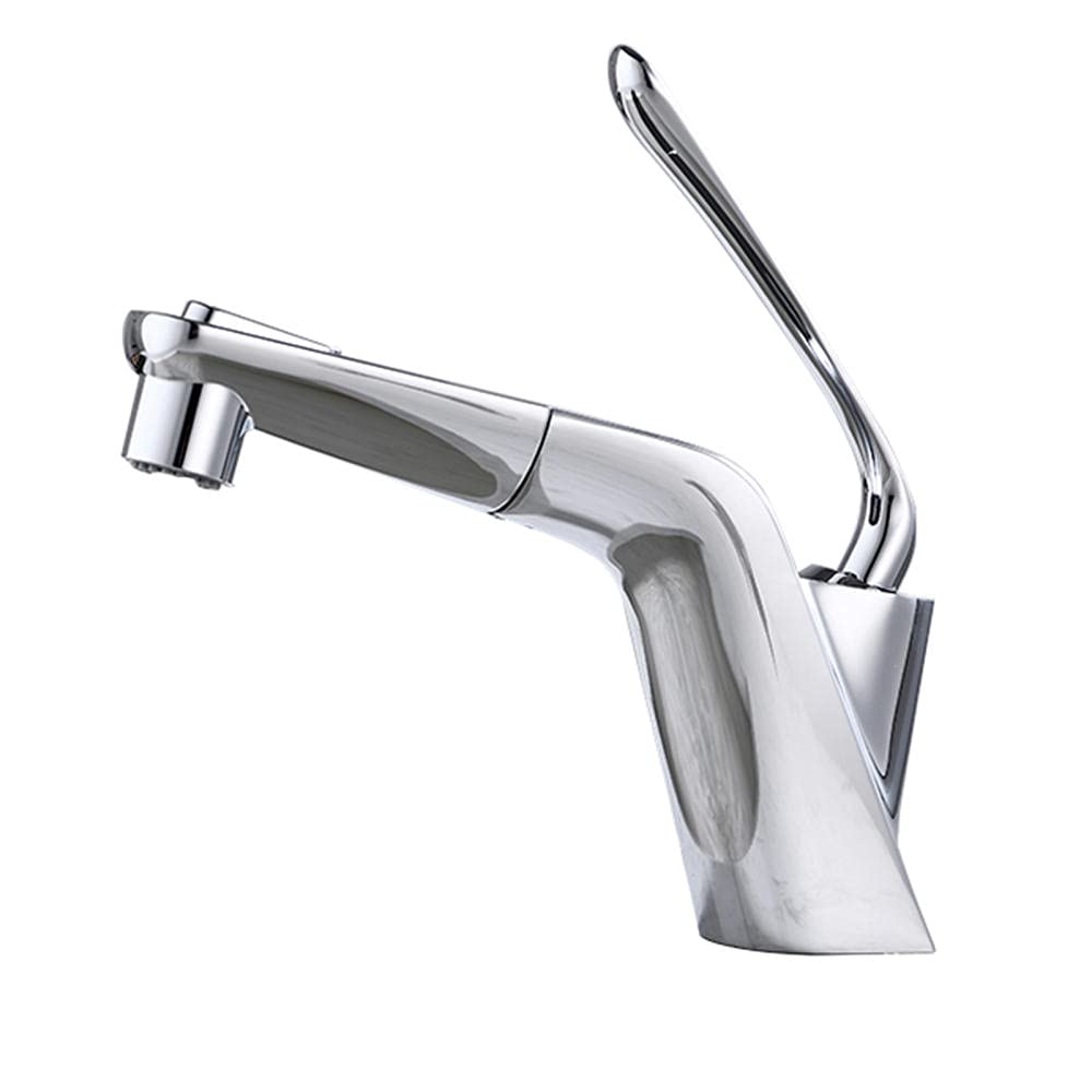 Mitigeur double mode eau chaude et froide avec pulvérisateur extractible en cuivre pour lavabo