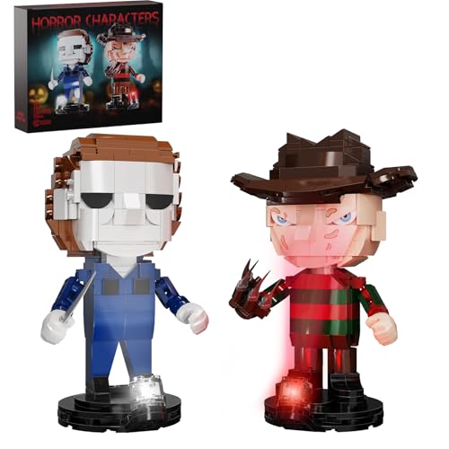 Horror Characters Myers On Elm Street Building Blocks Set, Spooky Nightmare Film Toys Kit Compatible with Lego, Collectibles Gift Decor for Movie Fans 12+ On Halloween Christmas