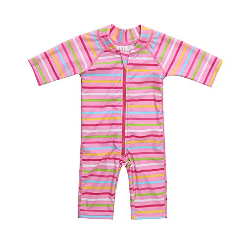 beautyin Baby Girls One Piece Swimming Suit Sun Protection Rashguard Sunshirt Red