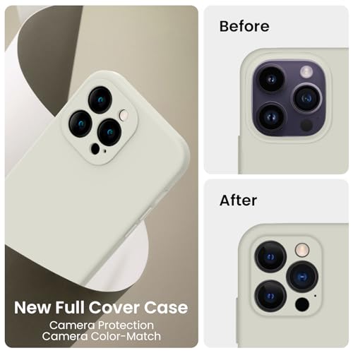 Image of FireNova Designed for iPhone 14 Pro Max Case, Silicone Upgraded [Camera Protection] Case, Soft Anti-Scratch Microfiber Lining Inside, 6.7 inch, Stone