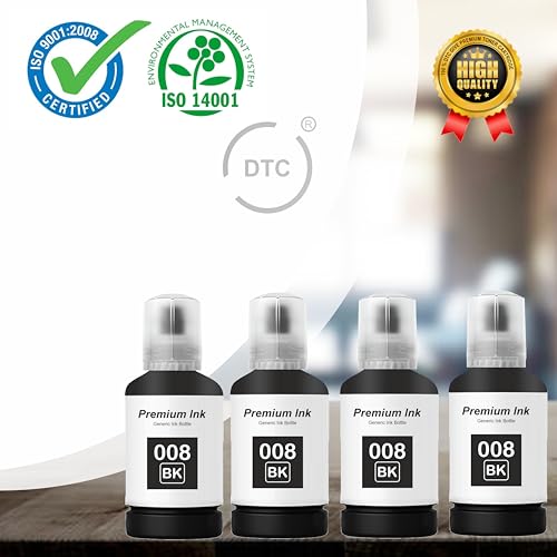 Image of Duplex DTC 008 Black Refill Ink for Epson L6460 /L6490 /L6550 /L6570 /L6580 /L11160 /L15150 /L15160 Printer (008 Black Ink 3 Pcs)