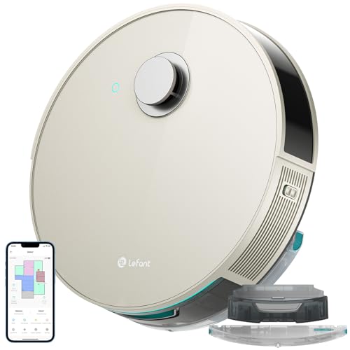 LEFANT N3 Robot Aspirapolvere Lavapavimenti con Mappatura,Sensore Laser d-ToF,10000pa,200min,Barriere Virtuali,Pulizia Dell'area Selezionata,Aspirapolvere Robot Collegato da APP(Grigio Champagne)
