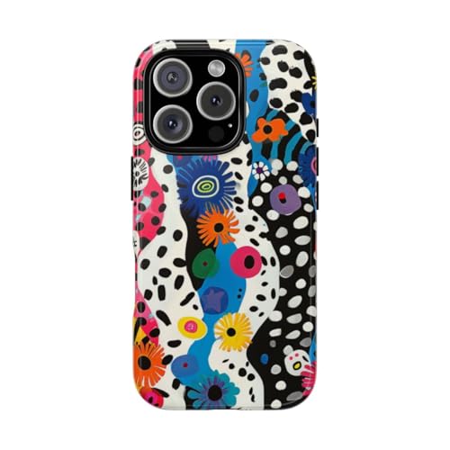 Coque iPhone 16 Pro rigide brillante au motif floral abstrait exclusif