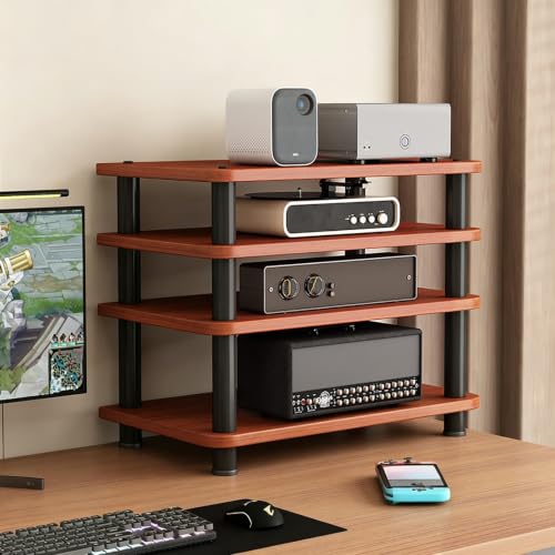 Image of CJWKXQOL HiFi Rack Desk Stand for Audio Equipment, AV Component Organizer for Gaming Room Home Office Corner(Brown,49 * 60/19.3 * 23.6in)