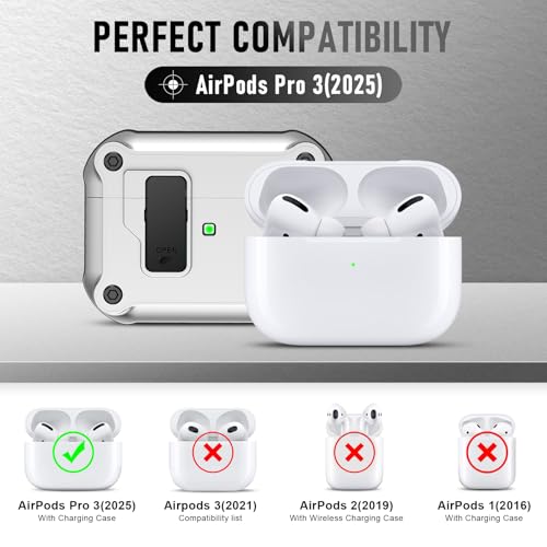 Image of Compatible with Airpods Pro 3 Case(2025),for Airpods Pro 3rd Generation Cases Cover with Keychain Cleaner Kit Soft Silicone Shockproof Cover for Women Men