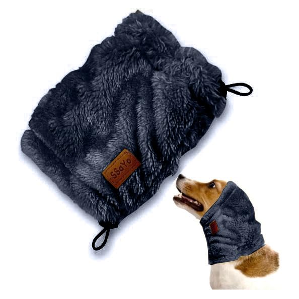 SSaYo Dog Ear Muffs Noise Protection - Soft Calming Hood for Anxiety Relief, Fireworks, Thunder, Grooming & Vet Visits - Elastic Band & Comfortable Neck Warmer for Travel (Navy, Medium) — image 1