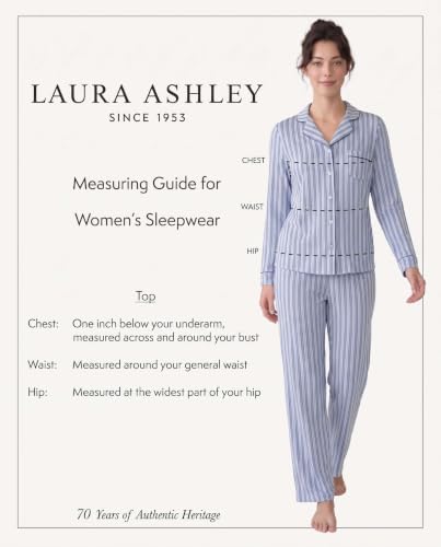 Image of Laura Ashley Women's Plush Knit Pajamas 2 Piece Ultra Soft Brushed Long Sleeve Button Down Top and Pants Sleepwear Set