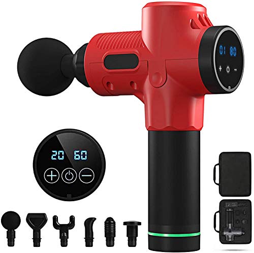 Quiet Percussion Massager for Pain Relief, Deep Tissue Handheld Massage Gun with 6 Massage Heads - Adjustable Rechargeable Muscle Massager,D