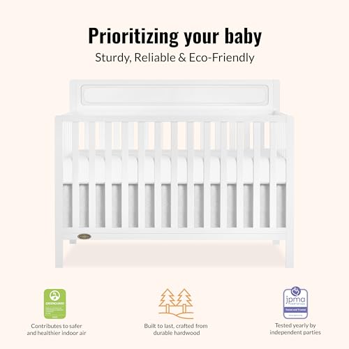 Image of Dream On Me Avery 5-in-1 Convertible Full-Size Baby Crib, White