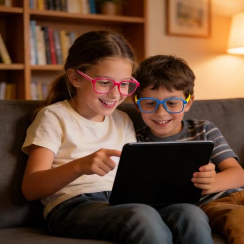 Image of Ultra-Light Blue Light Blocking Glasses with Case for Kids and Teens,Anti Eyestrain &UV400