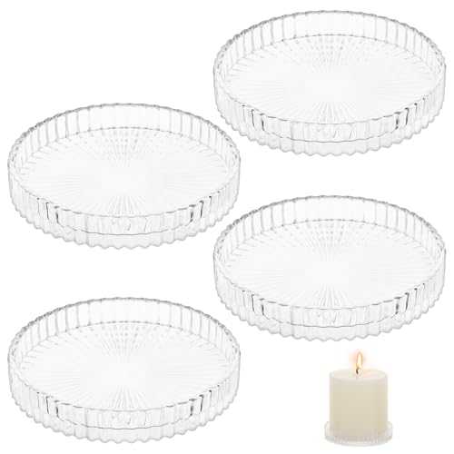 Zourglow 4 Stück Kerzenteller Glas, 9 cm Transparent Kerzen...