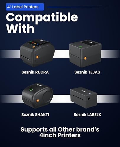 Image of SEZNIK Thermal Printer 4x6 Inch Label Paper (100x150mm) | 800 Labels | Shipping, Parcel, Barcode & Address Labels | Waterproof, Oil & Scratch Resistant Label Roll | BPA Free | Perforated (Pack of 2)