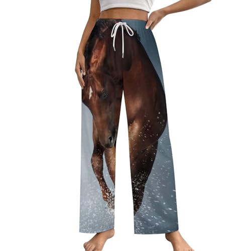Pantalon de pyjama femme bas de nuit brun taille S vêtement d'intérieur avec poches