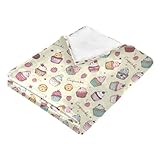 Nnamluu Fleece Baby Blanket Tolddler Blankets Cupcake Cookie Beige Kids Quilts 50x60 in Flannel Cozy Throw Blanket
