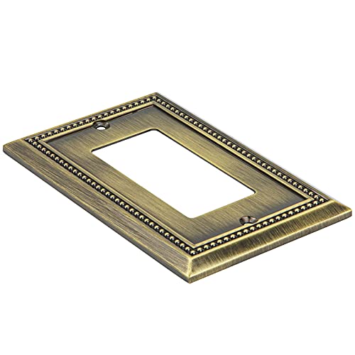 Image of Henne Bery Sunken Pearls Heavy Duty Decorative Wall Plate Switch Plate Outlet Cover (Single Decorator, 2 Pack, Antique Brass)