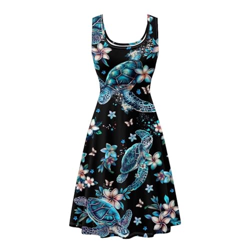 Image of Dreaweet Casual Sleeveless Dresses for Women Girls, Round Neck Tank Dresses with Pockets Summer Sundress Size XS-4XL