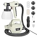 Tilswall Paint Sprayer, 800W HVLP 1200ML/Min Electric Spray Paint Gun with 2.5M Air Hose, 1300ML Detachable Container, 3 Nozzle Sizes & 3 Patterns, Power Painter for Furniture, Cabinet (White)
