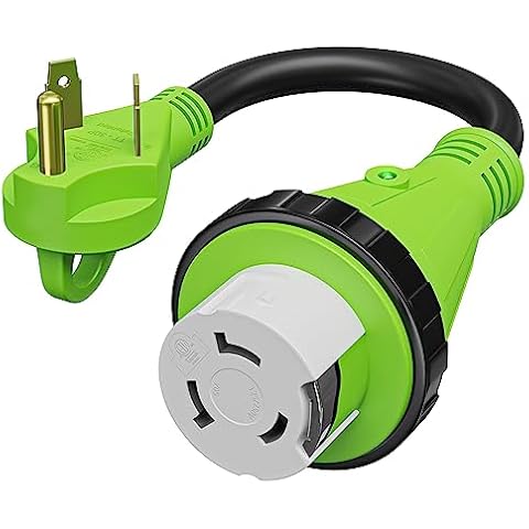 Leisure Cords Trailer dogbone Adapter 30 amp Male to 50 amp Female Locking Connector with LED Power Indicator (LC-DB-3050T) Cover