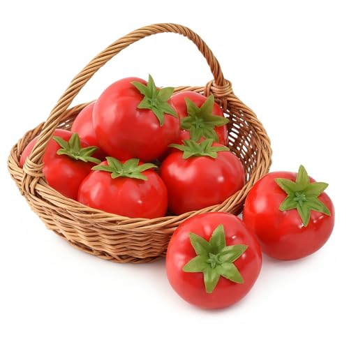 HUIANER 8Pcs Artificial Tomatoes, Simulation Tomatoes Fake Fruit Vegetable for Home Kitchen Party Decor Photography Props