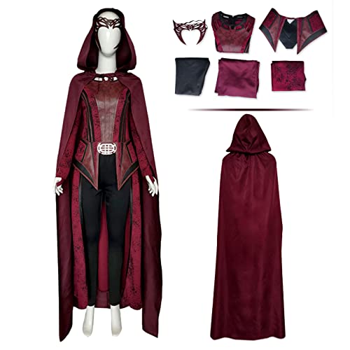 SINSEN Wanda Maximoff Disfraz Blackening Scarlet Witch Disfraz de Halloween con capa Wanda, tocado...
