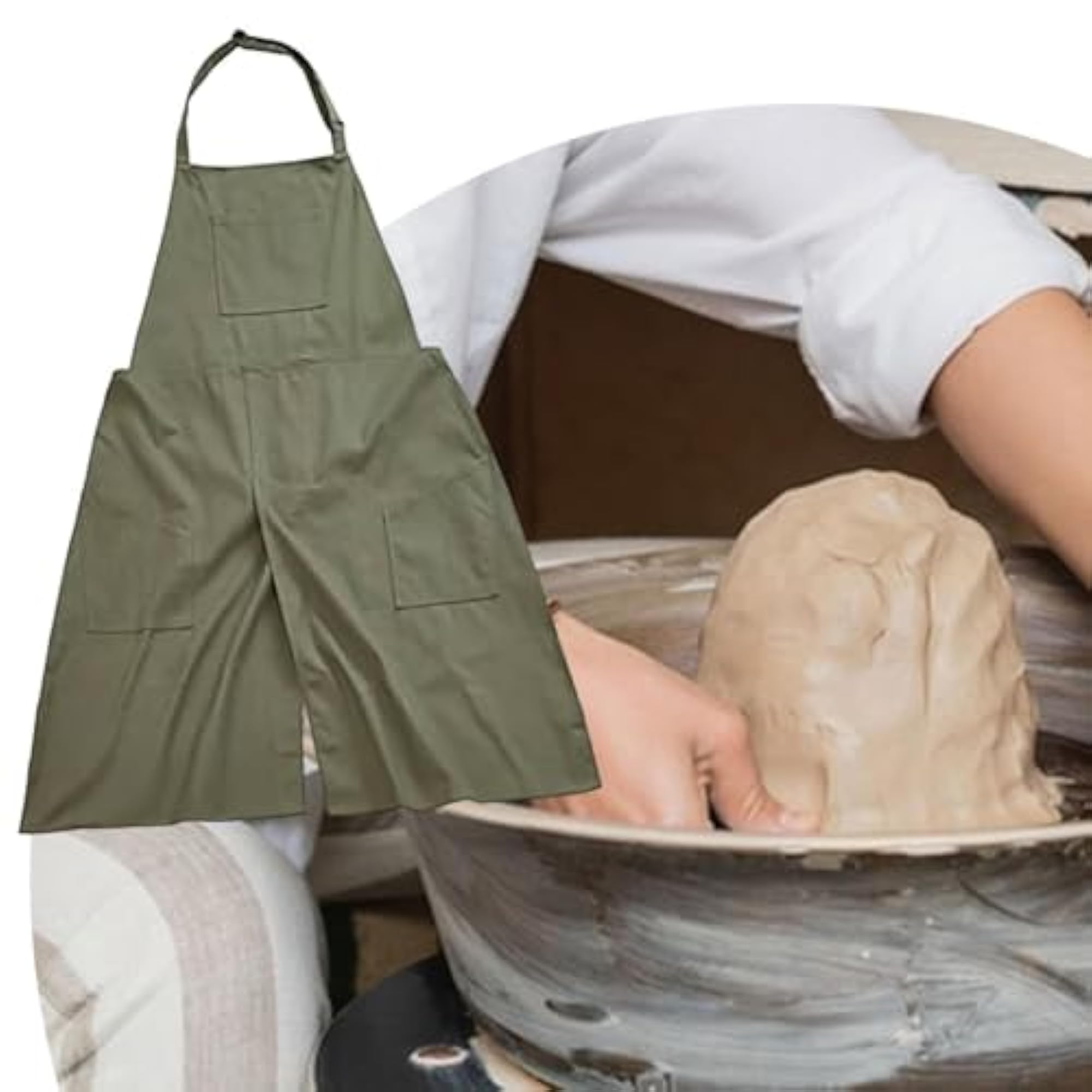 Pottery Apron with Pockets for Women, Split Leg Design