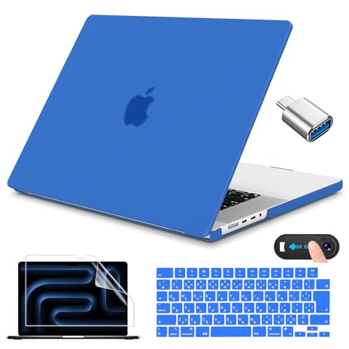 CISSOOK MacBook Pro 14 P[X ݊  u[ 2021-2025 V^ M1 M2 M3 M4 M5 Blue Jo[ ϏՌ y {L[{[hJo[ +ʕیtB+ Type C & USB ϊA_v^+ w