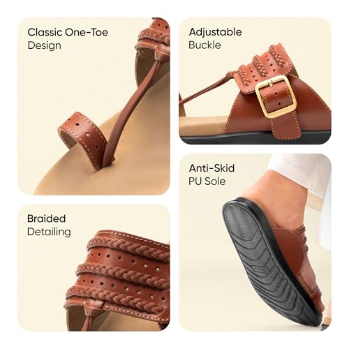 Image of Frido Puneri Chappal for Men | Available in 2 Options- Arch Support & Without Arch | Traditional Indian Leather Sandals with Memory Foam, Wide Toe Box & Zero Drop Design | Adjustable Ethnic Footwear
