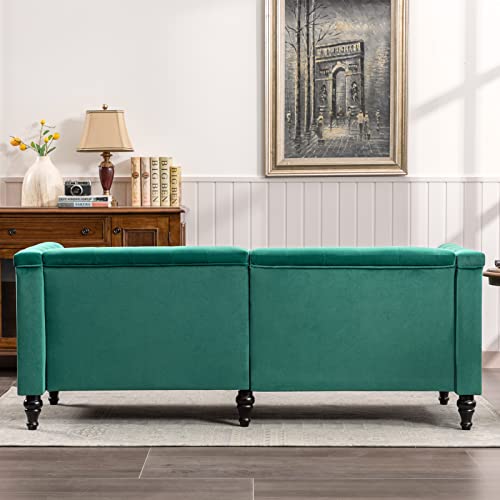 Ttgieet 76'' W Velvet Sofa Mid-Century Modern Love Seats, 3 Seater Sofa Couch With Two Bolster Pillows, Tufted Futon Sofa Furniture For Living Room Bedroom Office （Green） #TOP7