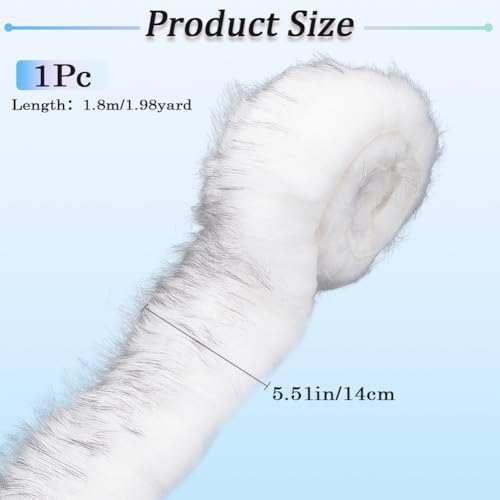 GORGECRAFT 180x7-13cm Faux Fur Roll Classic Hood Trim for Women White Shaggy Artificial Wool Fabric Precut Fluffy Plush Craft Fur Strips for Down Jacket Hood Replacement Winter Collar Wrist Cuffs DIY - Image 2