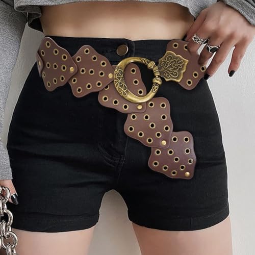 Wide Disc Belt for Women Concho Leather Belts Boho Western Waist Belt for Dress2