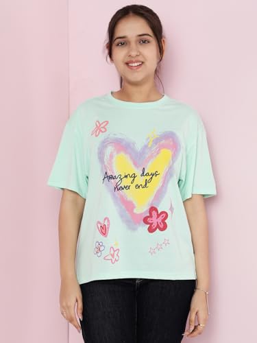 Image of Li'l Tomatoes Girls Crop T-Shirt | 100% Cotton | Graphic Printed Casual Top | Soft & Breathable Summer Wear | 9-16 Years
