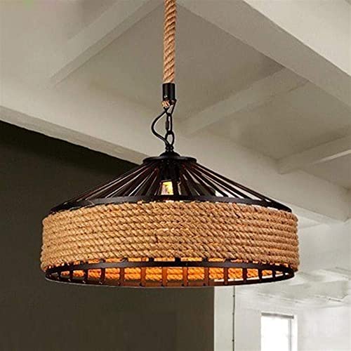 Lampe rétro corde de chanvre suspension vintage fer industriel lustre marron antique