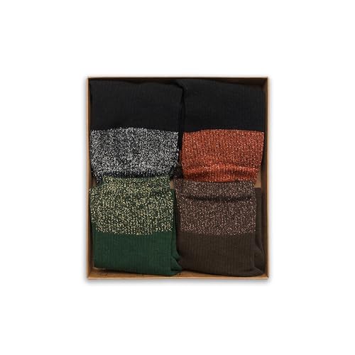 Image of RAFRAY Women's Glitter Socks Quarter Length, Premium Ankle Socks With Gift Box, 4 Pairs, Size US W: 5-9.5 / EU: 36-40
