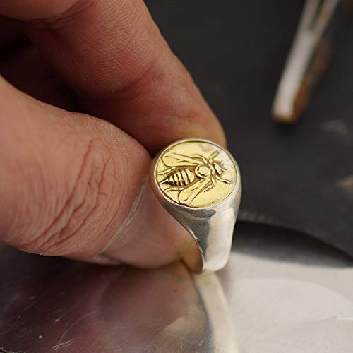 Atlantisfinejewels Sterling Silver Bee Coin Signet Men's Ring Satin Finish Handmade Turkish Artisan Ancient Jewelry By Omer… (9) #TOP5