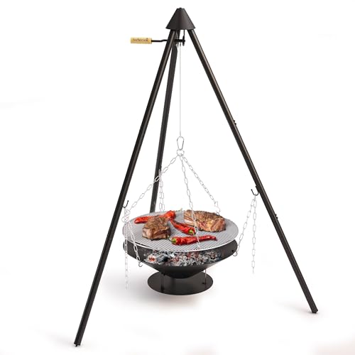 Barbecook barbecue trépied, barbecue portable avec housse de transport incluse, 60x60x166cm, Noir