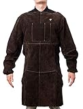 Waylander Leather Welding Shop Apron for Men; Long Heavy Duty Work Apron for Welding, Blacksmithing and Machinists; Flame Resistant Split-hide Leather with Reinforced Kevlar Stitching and Bib Pockets