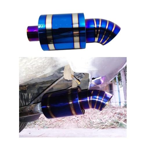 Silenciador de escape de acero inoxidable y diseño deportivo Titanium Blue universal 2