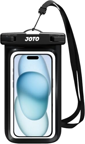 JOTO Bolsa Estanca Móvil Universal, Funda Impermeable para iPhone 16/15/14/13/12 Mini/Pro/Pro MAX/11/XS/XR/8 Plus/7 Plus/XS MAX, Galaxy Note10+/S20 Ultra/S20+/S10e, Huawei hasta 7' -Negro