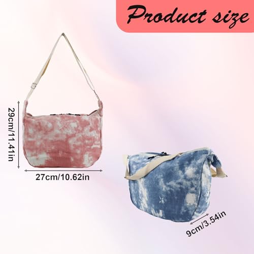 Shoulder Bag for Women, Crossbody Bag with Zipper and Adjustable Shoulder Strap, Canvas Crescent Bag Tie-dye Style2