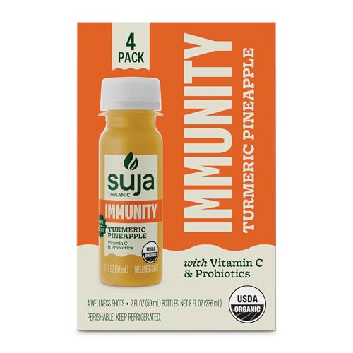 Suja Organic Immunity Defense Shot (2 Fl Oz x 4 Count) with Turmeric and Ginger | Immunity Boost &...