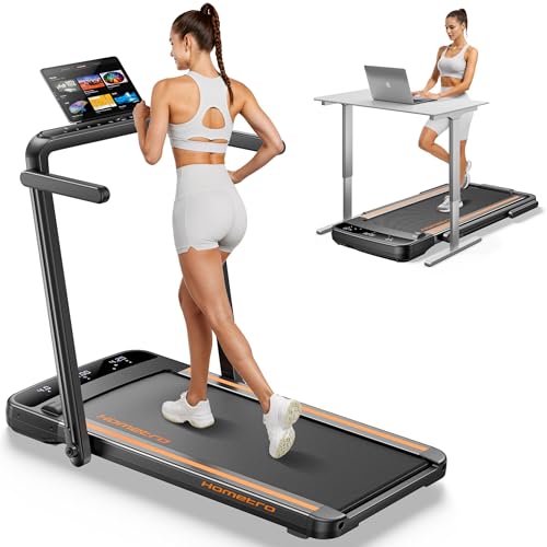 HomeTro 3.0HP Foldable Compact Treadmill,2 in 1 Walking Pad & Jogging Machine for Home/Office,Dual...