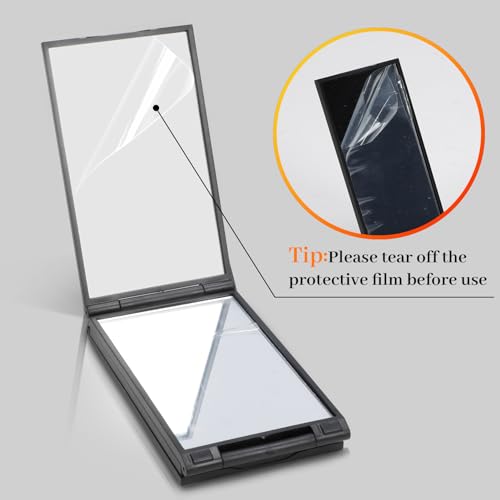 Espejo plegable portátil rectangular para maquillaje y corte miniatura 6