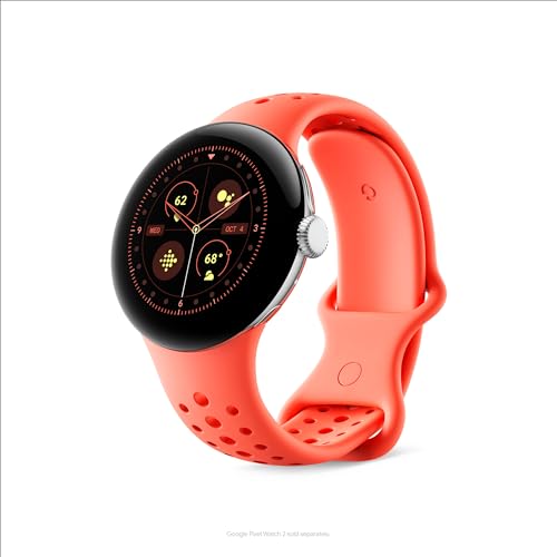Image of Google Pixel Watch Active Sport Band - Compatible with the Pixel Watch, Pixel Watch 2, and 41mm Pixel Watch 3 - Coral - Small