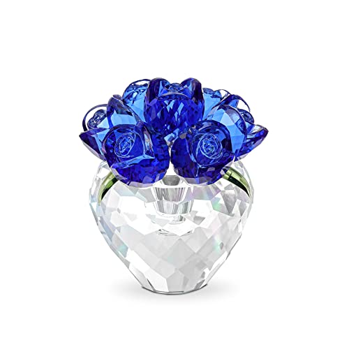 LONGWIN Crystal Rose Flower Figurines Glass Flower Spring Bouquet with Vase Home Decor Collectible Figurines, Romantic Crystal Gifts for Women on Valentines Day/Mothers Day