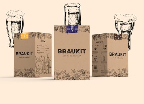 Braukit - Helles Bierbrauset mit 5L Gärflasche | Malzmischung, Hopfen, Hefe, Thermometer, Reiniger, Abfüller | Einfache Handhabung, Perfekt für Einsteiger | Geschenk für Männer