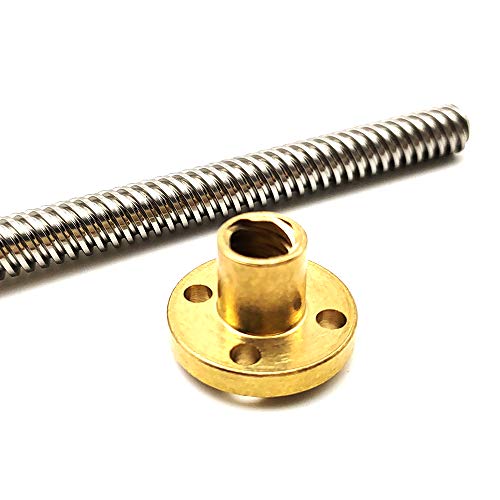 300mm 8mm T8 Stainless Steel Lead Screw and Brass Nut, for 3D Printer Z-axis Drive, Small Confidential Instrument Linear Motion