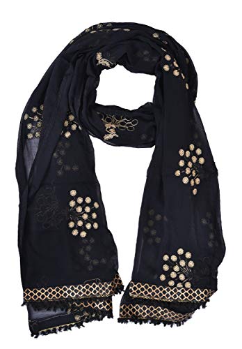 Image of YOUTHQUAKE Heavy Embroidered Work Chiffon Dupatta for Womens & Girls With Fancy Lace