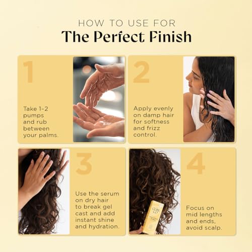Image of The Curl Co Frizz Control & Shine Hair Serum - 50ml | With Sunflower Oil, Argan Oil & Vitamin E | Controls Frizz, Adds Glossy Shine | For Wavy, Curly & Coily Hair